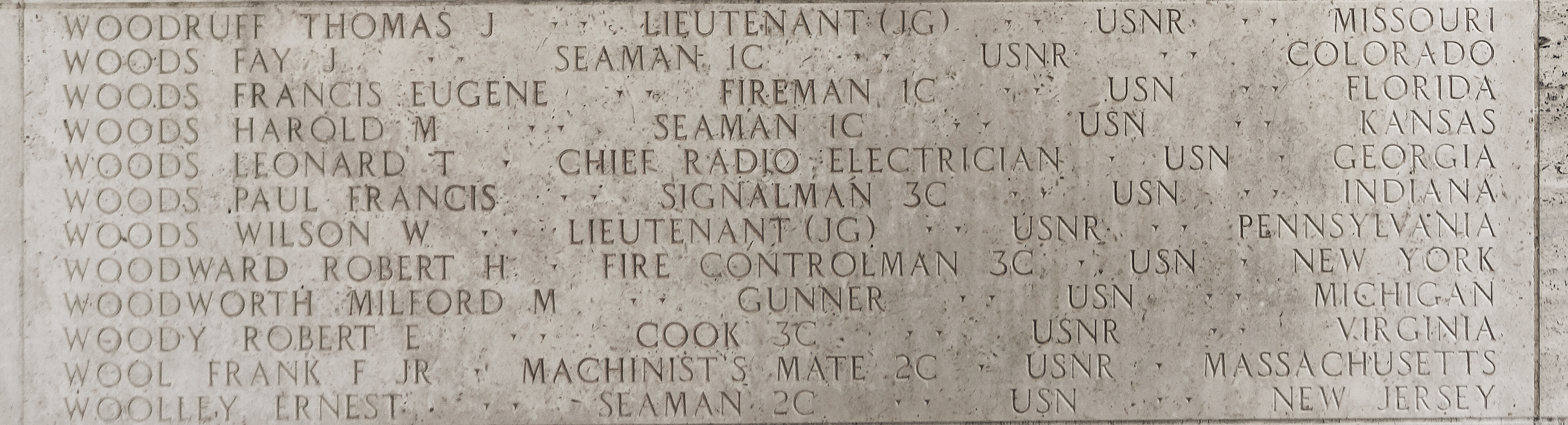 Paul Francis Woods, Signalman Third Class